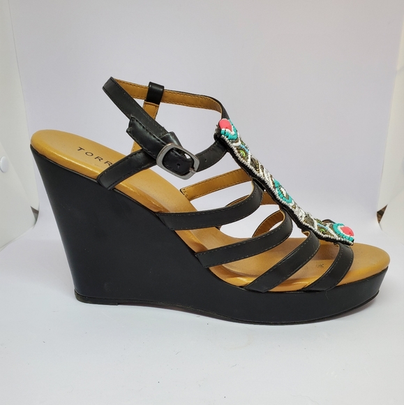 Torrid Beaded Strappy Wedge Platform Sandals *FIRM* - Picture 4 of 11